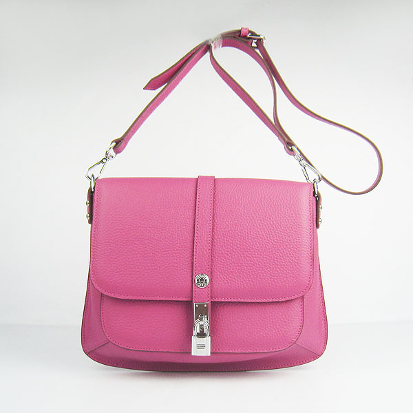 Fake Hermes Togo Leather Messenger Bag Peach 8079